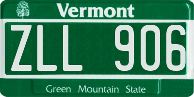 VT license plate ZLL906