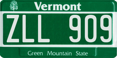 VT license plate ZLL909