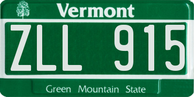 VT license plate ZLL915