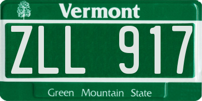 VT license plate ZLL917
