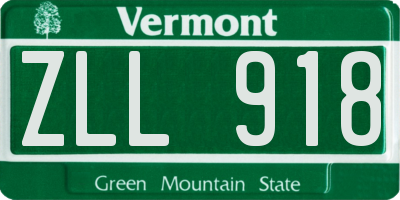 VT license plate ZLL918