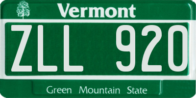 VT license plate ZLL920