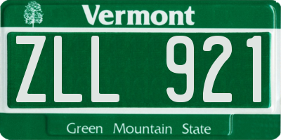 VT license plate ZLL921