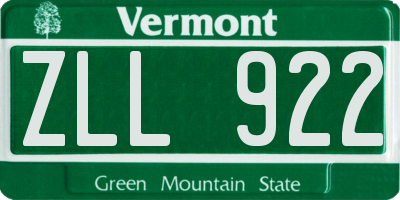 VT license plate ZLL922