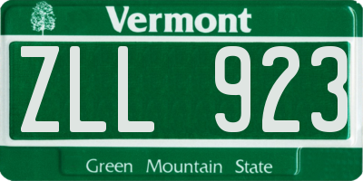 VT license plate ZLL923
