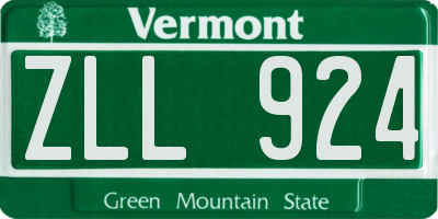 VT license plate ZLL924