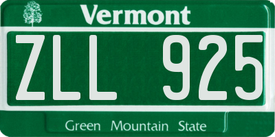 VT license plate ZLL925