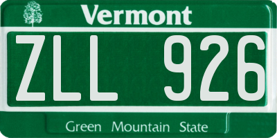 VT license plate ZLL926