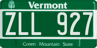 VT license plate ZLL927