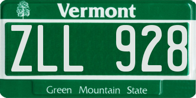 VT license plate ZLL928