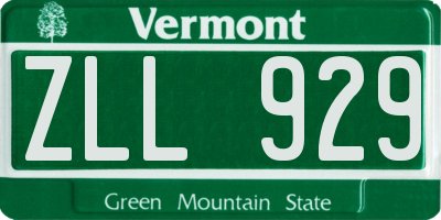 VT license plate ZLL929