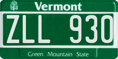 VT license plate ZLL930