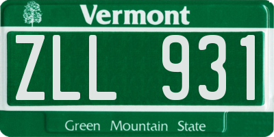 VT license plate ZLL931