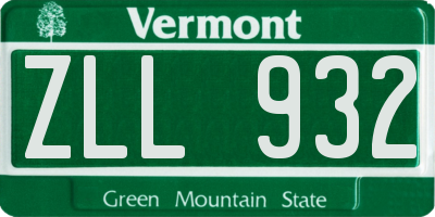 VT license plate ZLL932