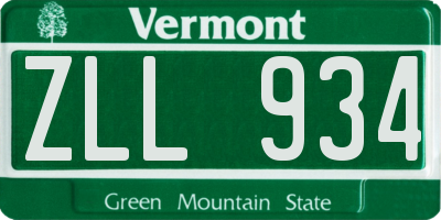 VT license plate ZLL934