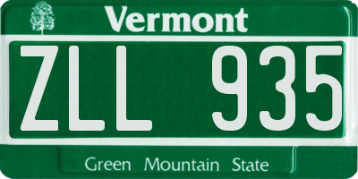 VT license plate ZLL935