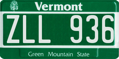 VT license plate ZLL936