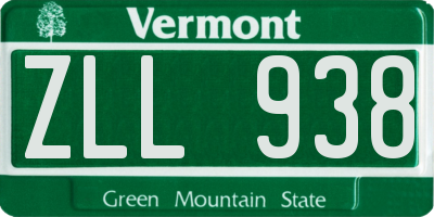 VT license plate ZLL938