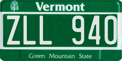 VT license plate ZLL940