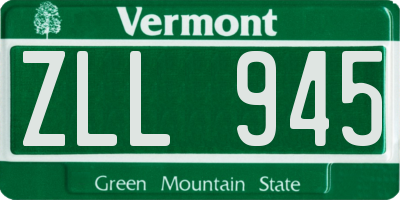 VT license plate ZLL945