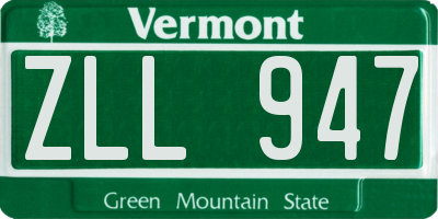 VT license plate ZLL947