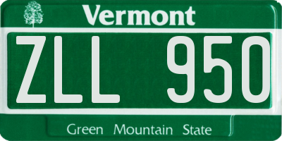 VT license plate ZLL950