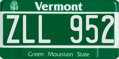 VT license plate ZLL952