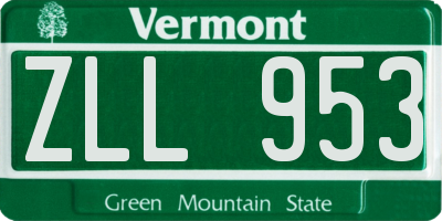 VT license plate ZLL953