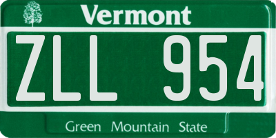 VT license plate ZLL954