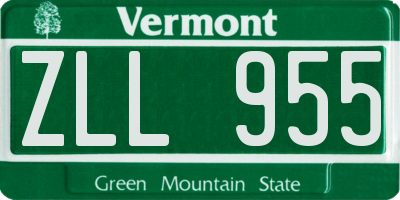 VT license plate ZLL955