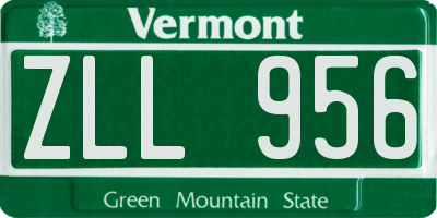 VT license plate ZLL956