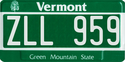 VT license plate ZLL959