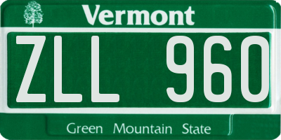 VT license plate ZLL960