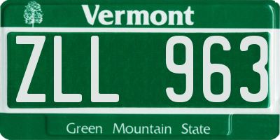 VT license plate ZLL963