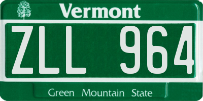 VT license plate ZLL964