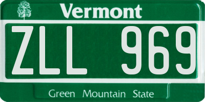 VT license plate ZLL969
