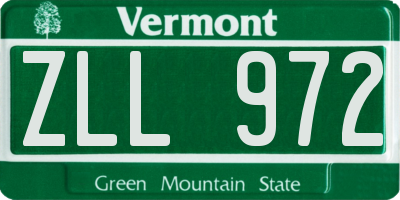 VT license plate ZLL972
