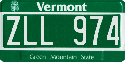 VT license plate ZLL974