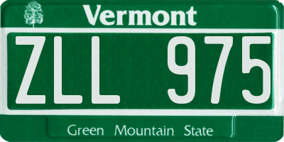VT license plate ZLL975