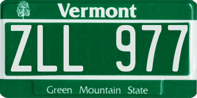 VT license plate ZLL977