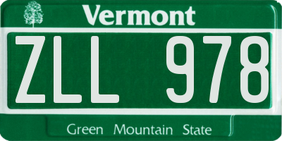 VT license plate ZLL978