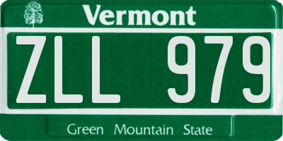VT license plate ZLL979