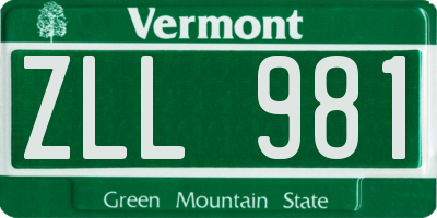 VT license plate ZLL981