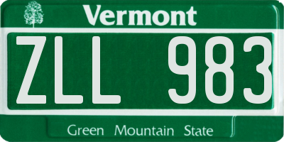 VT license plate ZLL983