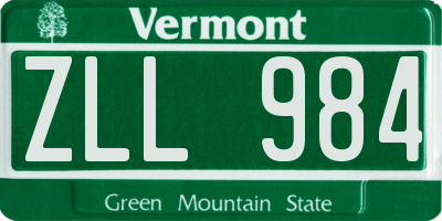 VT license plate ZLL984