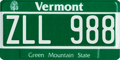 VT license plate ZLL988