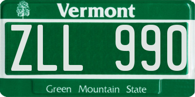 VT license plate ZLL990