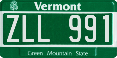 VT license plate ZLL991