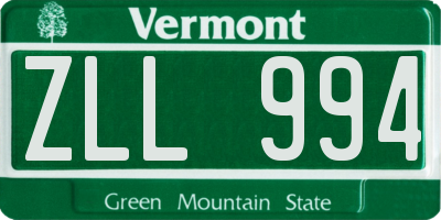 VT license plate ZLL994
