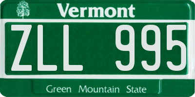 VT license plate ZLL995